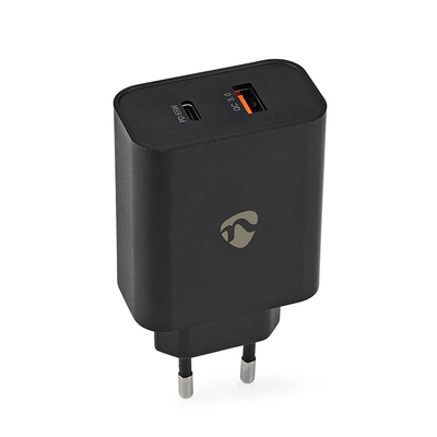 Product Φορτιστής Πρίζας Nedis Χωρίς Καλώδιο με Θύρα USB-A και Θύρα Type-C 65W Quick 3.0 Μαύρος base image