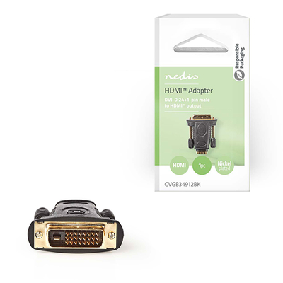 Product Αντάπτορας HDMI Nedis θηλ. - DVI-D 24+1p αρσ., με επίχρυσες επαφές. base image
