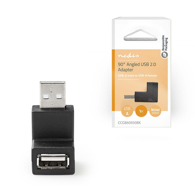 Product Αντάπτορας USB Nedis High-Speed Α αρσ. - USB Α θηλ., σε γωνία 90° μοιρών. base image