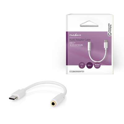 Product Αντάπτορας USB High-Speed Type-C αρσ. - 3.5mm θηλ., 0.10m, Λευκό base image