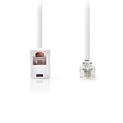Product Καλώδιο Τηλεφώνου Nedis  RJ11 αρσ.- RJ11 θηλ., 5.00m Λευκό base image
