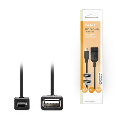 Product Καλώδιο USB Nedis OTG, High-Speed USB Α θηλ. - Mini USB 5-pin αρσ. 0.20m. base image