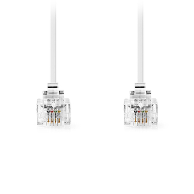 Product Τηλεφωνικό Καλώδιο Nedis RJ11 αρσ. - RJ11 αρσ., 2.00m σε λευκό χρώμα. base image