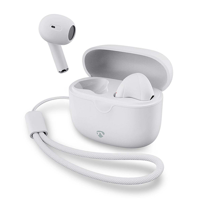 Product Bluetooth Ακουστικά Nedis με θήκη Ασύρματης φόρτισης, σε λευκό χρώμα. base image