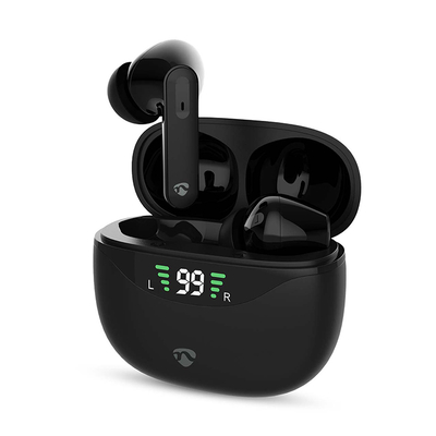 Product Bluetooth Ακουστικά Nedis με θήκη φόρτισης noise cancelling (ANC), σε μαύρο χρώμα. base image