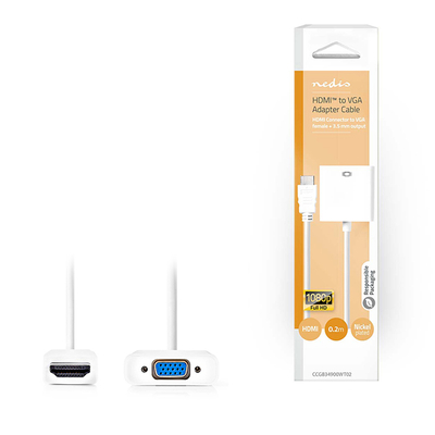 Product Μετατροπέας Hdmi Σε Vga Και 3,5mm Jack Για Ήχο, Με Καλώδιο 0.20m Σε Λευκό Χρώμα base image
