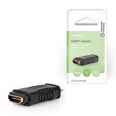 Product Αντάπτορας High Speed Hdmi With Ethernet, Hdmi Mini Αρσ. - Hdmi Θηλ, Με Επίχρυσες Επαφές base image