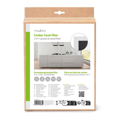 Product Φίλτρων Άνθρακα Απορροφητήρα Nedis Universal σετ 57 x 47cm, σε συσκευασία 2 τεμαχίων. base image