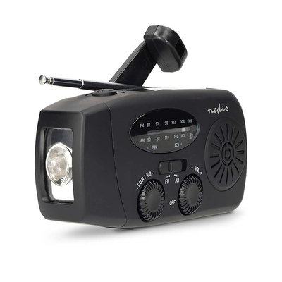 Product Φορητό Ραδιόφωνο Nedis έκτακτης ανάγκης, ηλιακό πάνελ, μανιβέλα, φακό και powerbank. base image