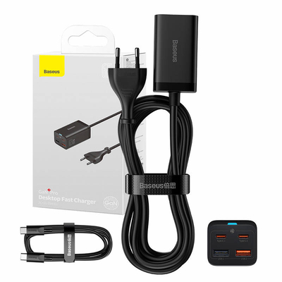 Product Φορτιστής Πρίζας Quick Charger Baseus GaN3 Pro, 2x USB-C, 2x USB, 65W (black) base image