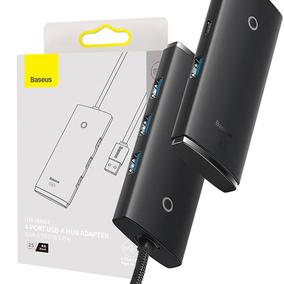 Product USB Hub Baseus Lite Series 4in1 USB to 4x USB 3.0 25cm (Black) base image