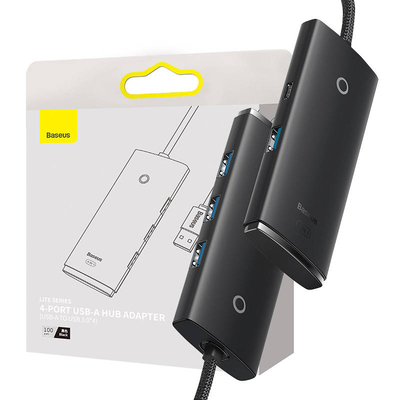Product USB Hub 4in1 Baseus Lite Series USB to 4x USB 3.0, 1m (Black) base image
