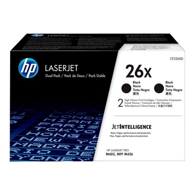 Product Toner HP 26X - 2-Pack - Black - Original - LaserJet (CF226XD) base image
