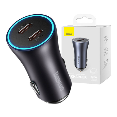 Product Φορτιστής Αυτοκινήτου Baseus Golden Contactor Pro 2x USB-C 40W (Dark Gray) base image