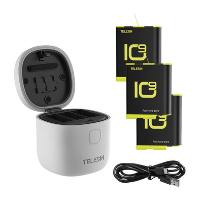 Product Φορτιστής Action Cameras Telesin Allin Box Waterproof Triple Channel + 3 Batteries for GoPro Hero 10 / 9 (GP-BTR-906-GY-B) base image