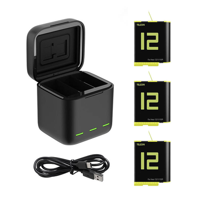 Product Φορτιστής Action Cameras Telesin Box three-channel + 3 batteries for GoPro Hero 12 / 11 / 10 / 9 (GP-BNC-902-B) base image