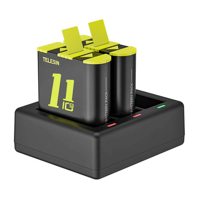 Product Φορτιστής Action Cameras Telesin three-channel + 2 batteries for GoPro Hero 9 / 10 / 11 / 12 (GP-BTR-903-B) base image