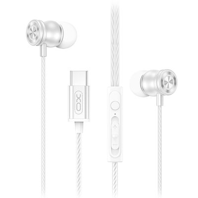 Product Handsfree Ακουστικά XO Ενσύρματα in-ear μεταλλικά και βύσμα USB-C, Λευκό base image