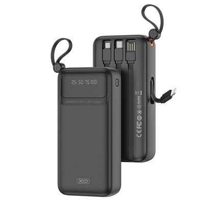 Product Power Bank XO 20.000 mAh, με 4 καλώδια (1x USB-Α, 1x USB Type-C, 1x micro USB, 1x Lightning) Μαύρο base image