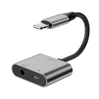 Product Αντάπτορας Lightning XO σε Lightning θηλ. / 3.5mm θηλ., 0.12m, Γκρι base image
