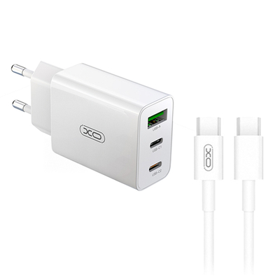 Product Φορτιστής Πρίζας XO Universal με 3 εξόδους, 1xUSB-A & 2xUSB-C και Καλώδιο USB type-C, 20W Λευκό base image