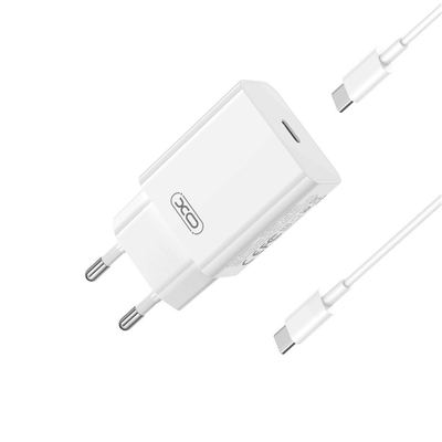 Product Φορτιστής Πρίζας Xo L126 Pd20w, 1 Θύρα, Με Καλώδιο Type-C Σε Type-C, Λευκό base image