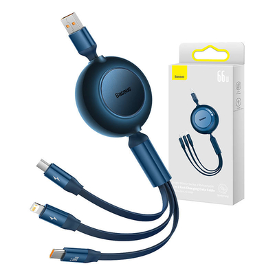 Product Καλώδιο USB Baseus Bright Mirror 3 USB 3-in-1 for micro USB/USB-C/Lightning 66W/2A 1.1m (Blue) base image