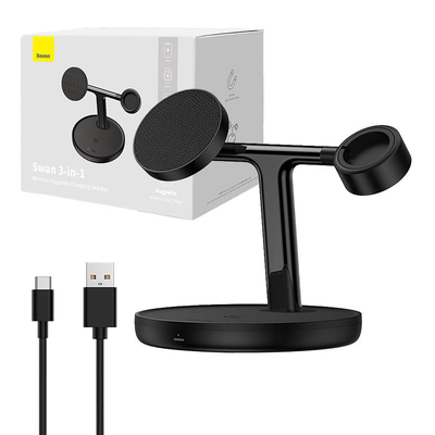 Product Ασύρματος Φορτιστής Baseus Magnetic Bracket Swan 3 in 1 20W (black) base image