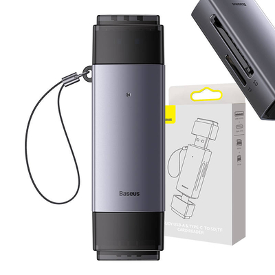 Product Card Reader Baseus Lite Series SD/TF memory Card Reader, USB + USB-C (gray) base image