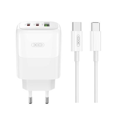 Product Φορτιστής Πρίζας Xo L139 Με Καλώδιο Type-C 65w Gan Nitride 1 Θύρα Usb + 2 Θύρες Pd, Λευκός base image