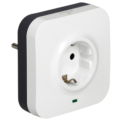Product Μονόπριζο Ασφαλείας Legrand SurgeArrest 1 Outlet White, 2 x RJ45 base image