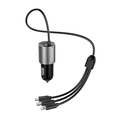 Product Φορτιστής Αυτοκινήτου Dudao R5Pro 1x USB 3.4A + 3in1 USB-C / Micro USB / Lightning cable (grey) base image