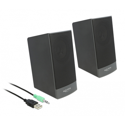 Product Ηχεία DeLOCK 2.0 27001, stereo, USB & 3.5mm, μαύρα base image