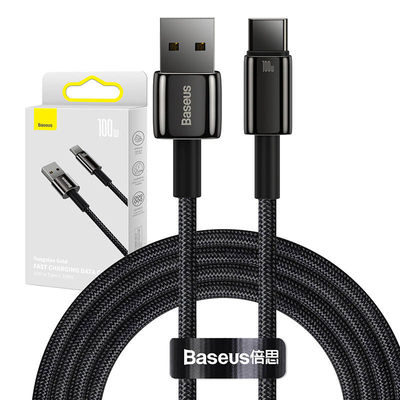 Product Καλώδιο USB Baseus Tungsten Gold to USB-C, 100W, 2m (black) base image
