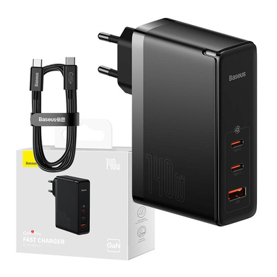 Product Φορτιστής Πρίζας Baseus GaN5 Pro 2xUSB-C + USB, 140W (black) base image