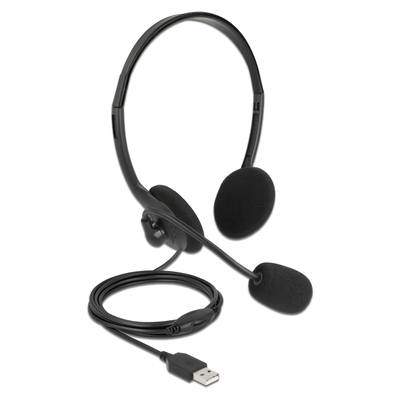 Product Headset Delock με μικρόφωνο 27178, stereo, USB, volume control, μαύρα base image