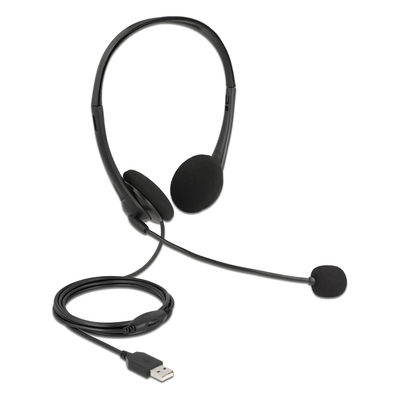Product Headset Delock με μικρόφωνο 27179, stereo, USB, volume control, μαύρα base image