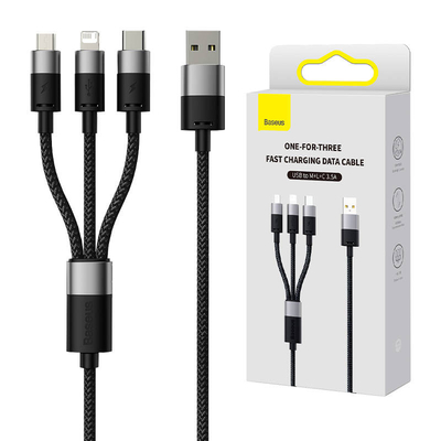 Product Καλώδιο USB 3in1 Baseus StarSpeed Series USB-C Micro Lightning 3 5A 1.2m (Black) base image