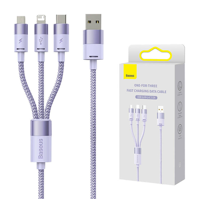 Product Καλώδιο USB 3in1 Baseus StarSpeed Series USB-C Micro Lightning 3 5A 1.2m (Purple) base image