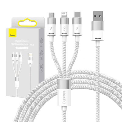 Product Καλώδιo USB 3in1 Baseus StarSpeed Series, USB-C + Micro + Lightning 3,5A, 1.2m (White) base image