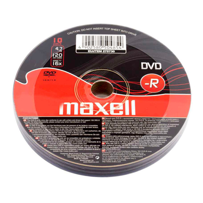 Product DVD-R Maxell 4.7GB/120min, 16x speed, spindle pack 10τμχ base image