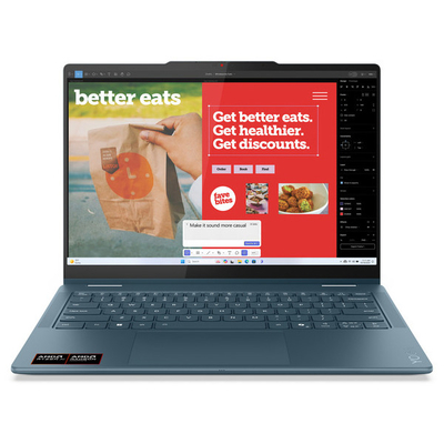 Product Laptop Lenovo 14'' Yoga 7 2-in-1 14AKP10 Ryzen AI 7-350/16GB/1TB/AMD Radeon 860M/Win 11 Home/Tidal Teal (83JR001WGM) base image