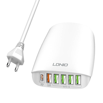 Product Φορτιστής Πρίζας LDNIO A6573C EU 5USB, USB-C 65W + Power cord base image