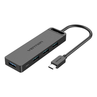 Product USB Hub 5in1 Vention with 4 Ports USB 3.0 and USB-C cable 0.15m Vention TGKBB Black base image