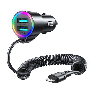 Product Φορτιστής Αυτοκινήτου Joyroom JR-CL25 2x USB + Lightning cable (black) base image