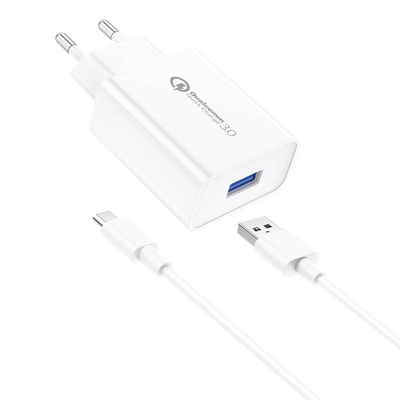 Product Φορτιστής Πρίζας Foneng EU13 + USB to Micro USB Cable, 3A (White) base image