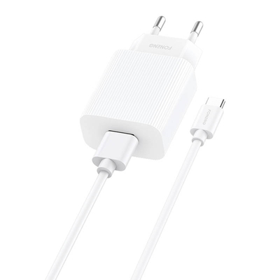 Product Φορτιστής Πρίζας Fast Foneng 1x USB EU28 QC 3.0+ USB Type C cable base image