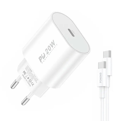 Product Φορτιστής Πρίζας Fast Foneng 1x USB EU39 + USB Type C cable base image