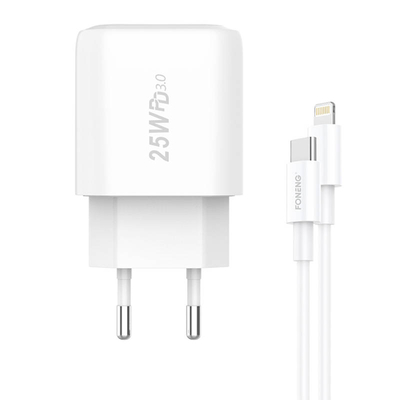 Product Φορτιστής Πρίζας Fast Foneng 1x USB EU40 + USB C to Lightning cable base image