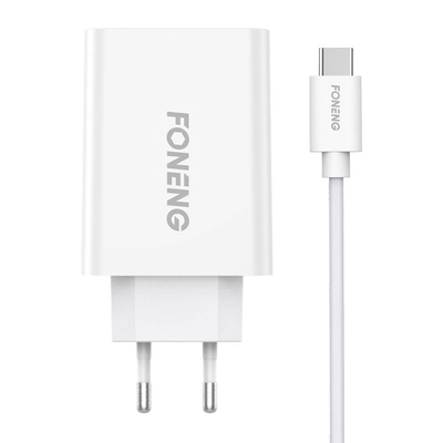 Product Φορτιστής Πρίζας Fast Foneng 1x USB EU43+ USB Type C cable base image